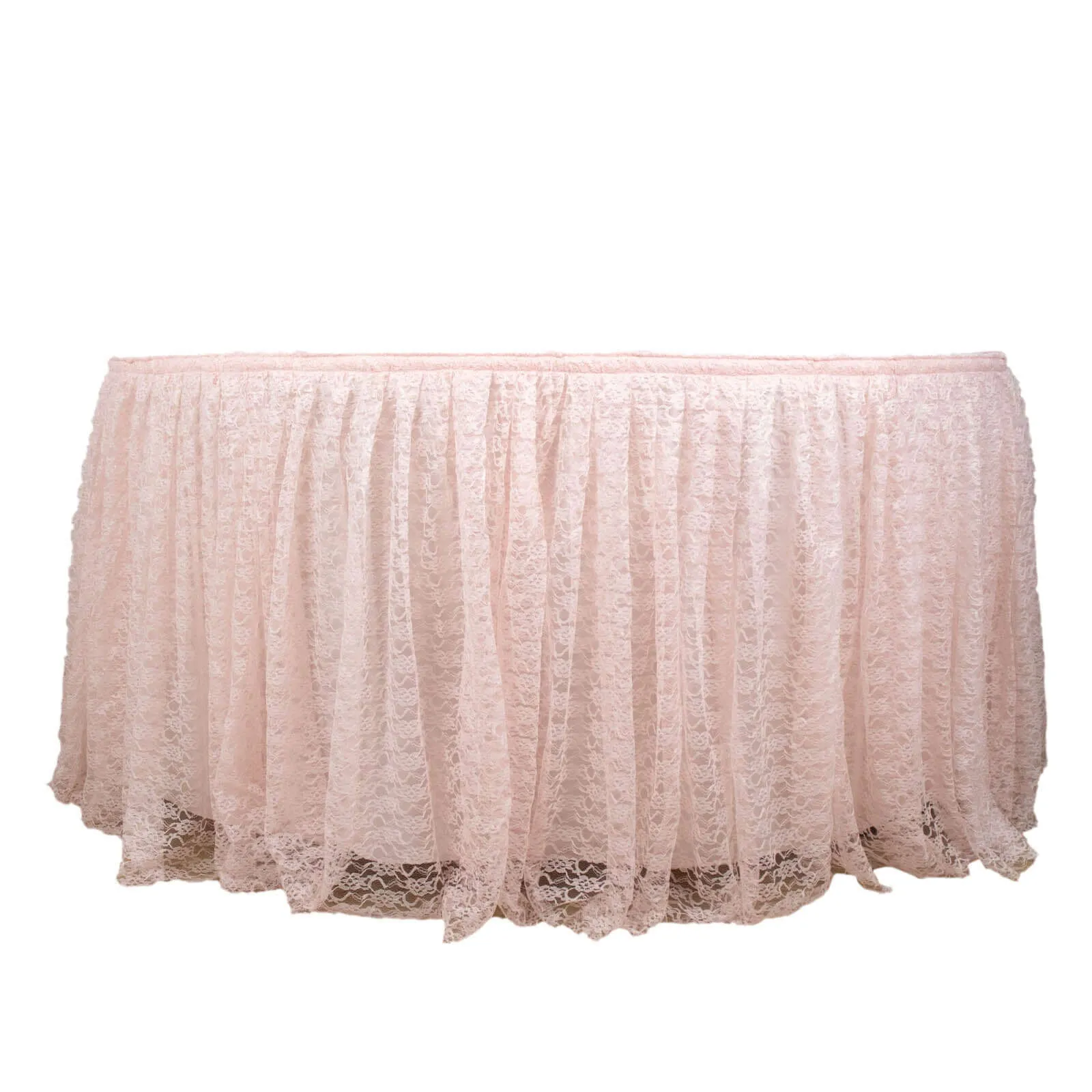 Lace Table Skirt 14ft Blush - Premium Pleated Table Cover