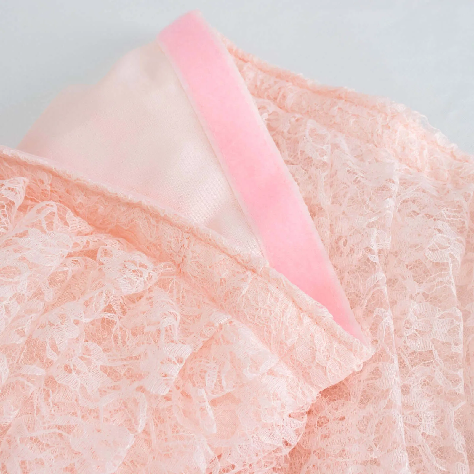 Lace Table Skirt 14ft Blush - Premium Pleated Table Cover