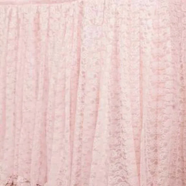 Lace Table Skirt 14ft Blush - Premium Pleated Table Cover