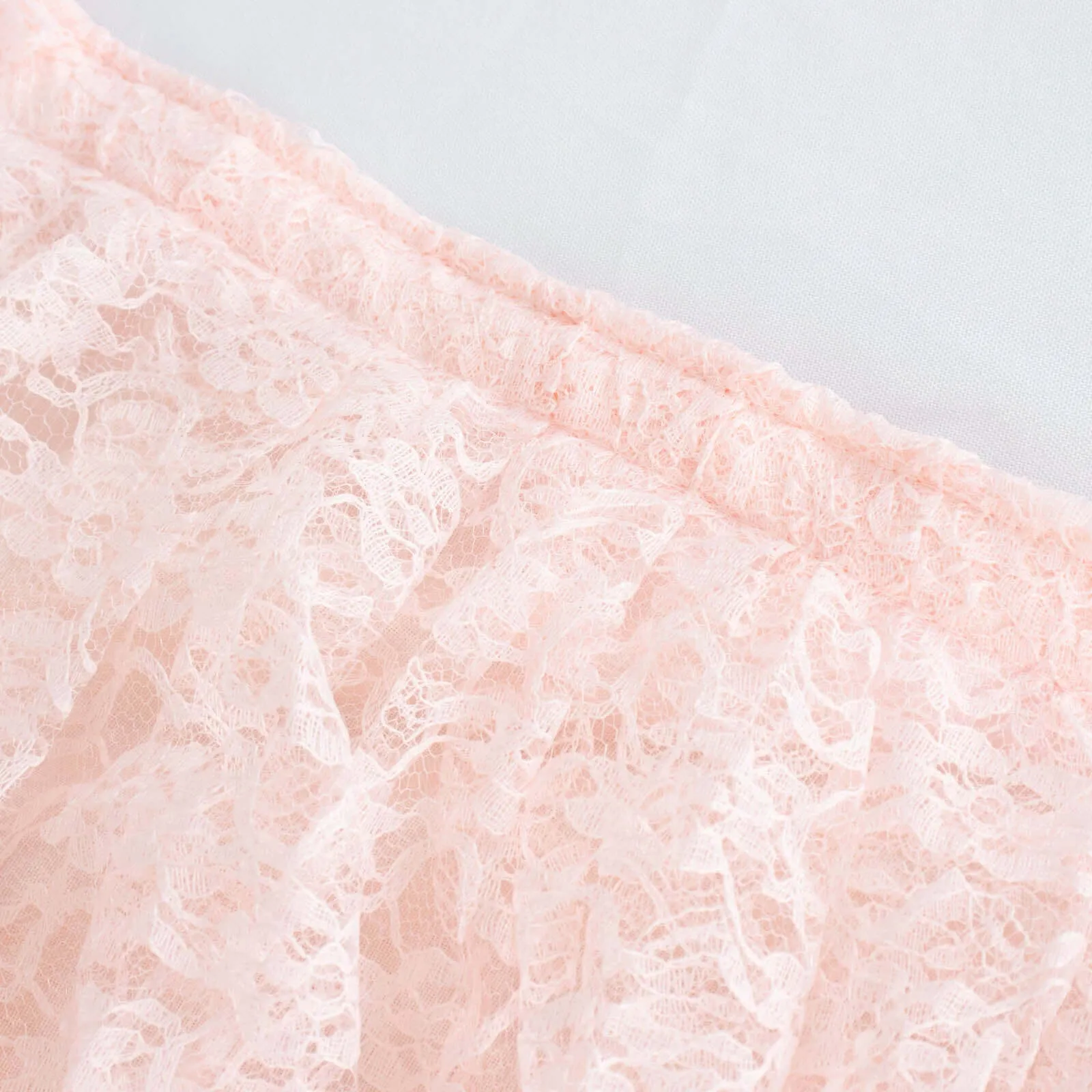 Lace Table Skirt 14ft Blush - Premium Pleated Table Cover