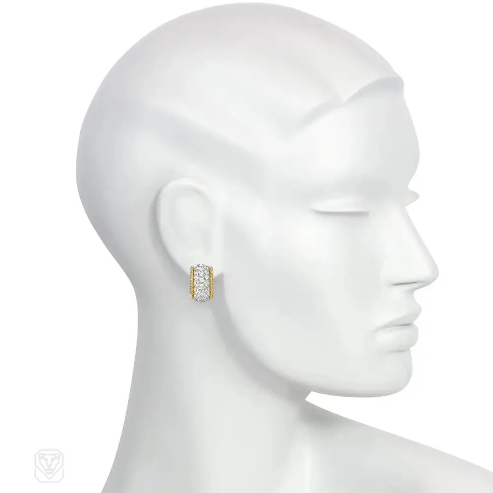 Laykin et Cie 1950s diamond and gold hoop earrings