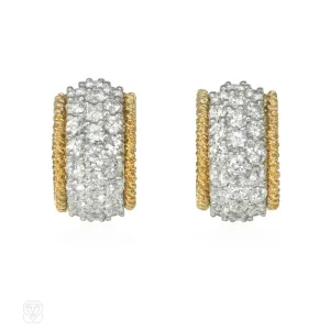 Laykin et Cie 1950s diamond and gold hoop earrings
