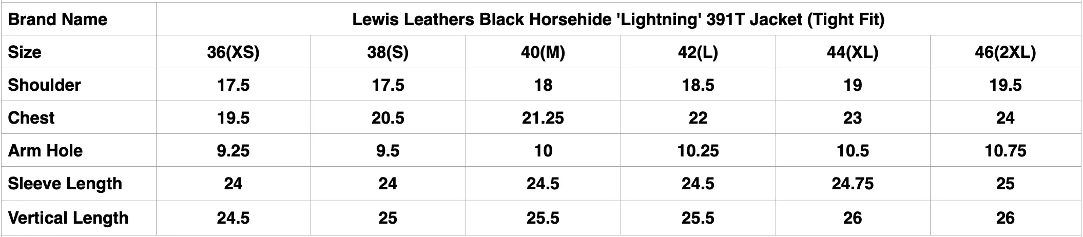 Lewis Leathers Black Horsehide 'Lightning' 391T Jacket (Tight Fit)