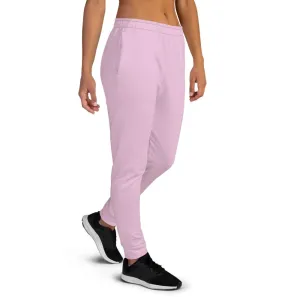 Light Pink Women's Joggers, Pink Solid Color Premium Slim Fit Sweatpants- Made in EU