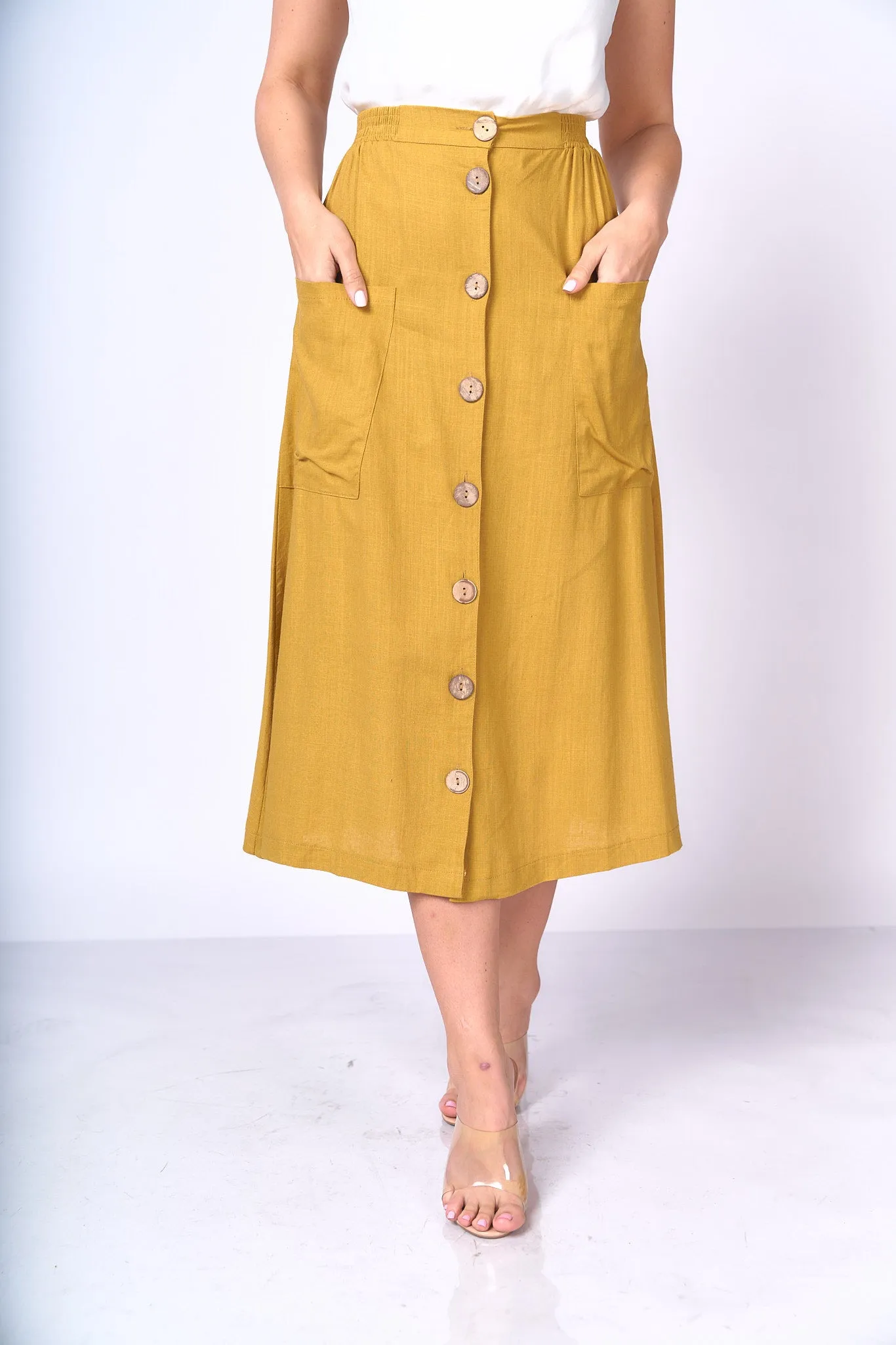 Linen Summer Midi Skirt