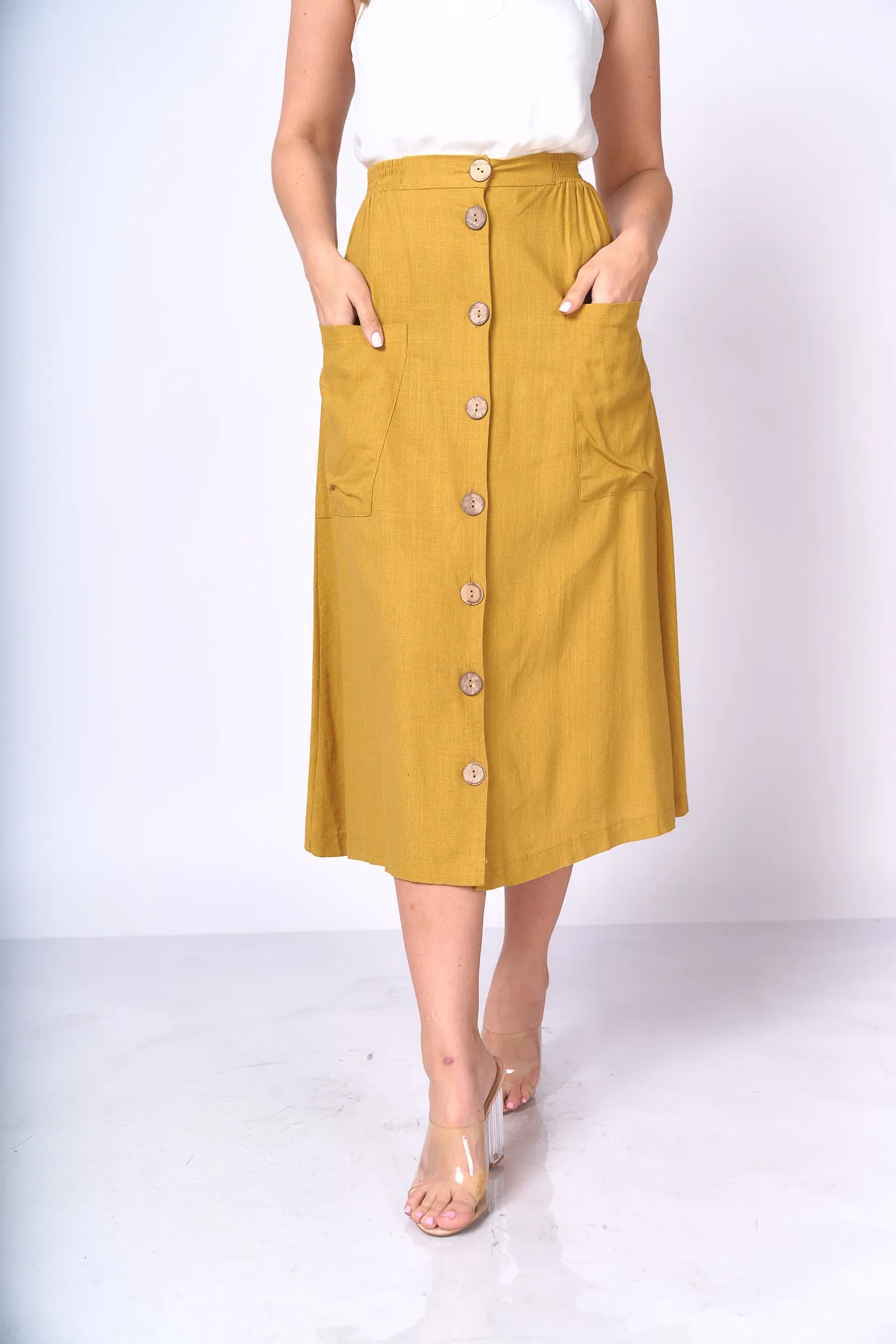 Linen Summer Midi Skirt