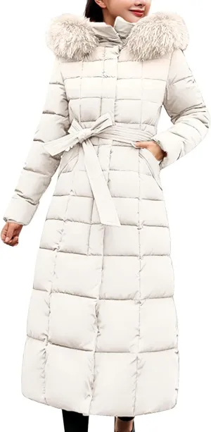 Long Jacket Women Fur Collar Lace Up Cotton Parkas Coat Classic Winter 2023 Warm with Hood Military Utility Jackets