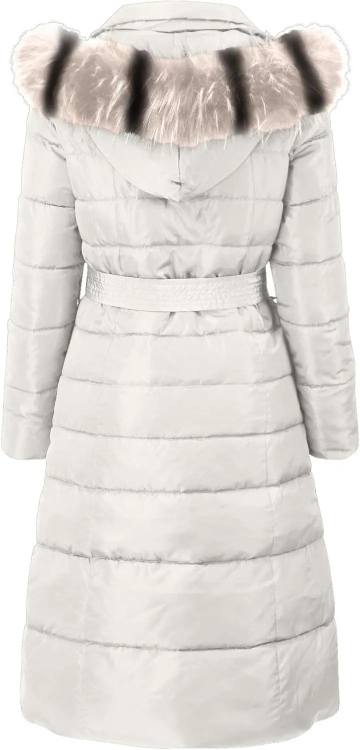 Long Jacket Women Fur Collar Lace Up Cotton Parkas Coat Classic Winter 2023 Warm with Hood Military Utility Jackets