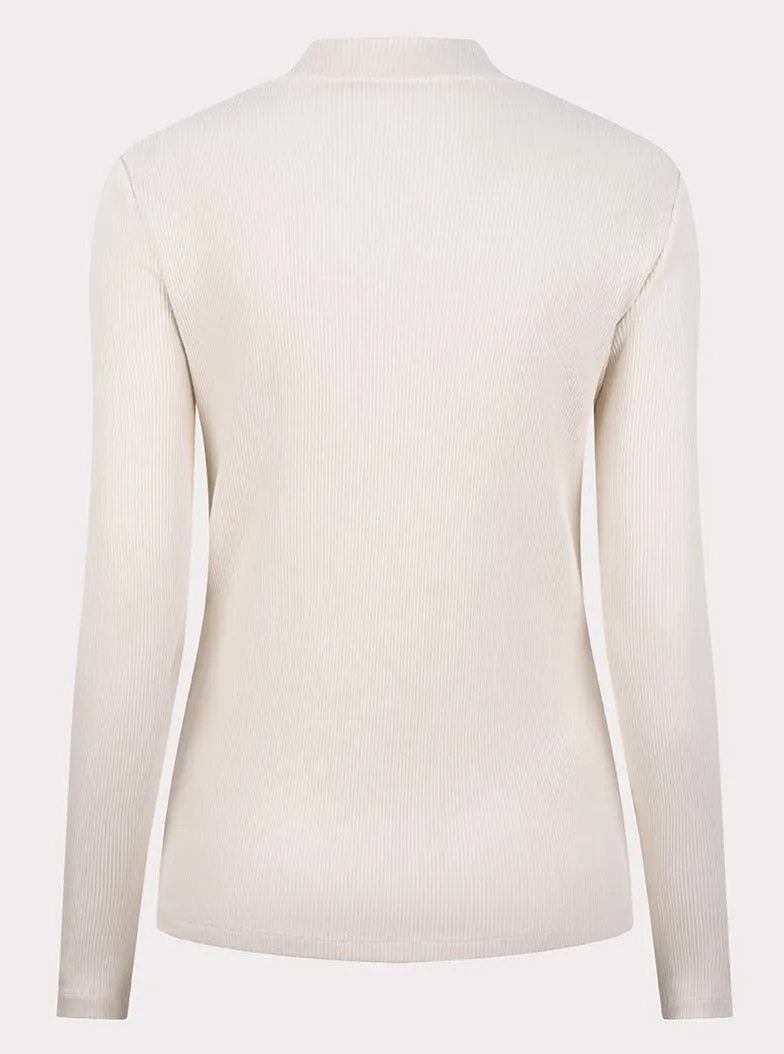 Long Sleeve Ribbed Top [Light Sand-F2330520]
