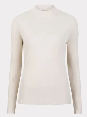 Long Sleeve Ribbed Top [Light Sand-F2330520]