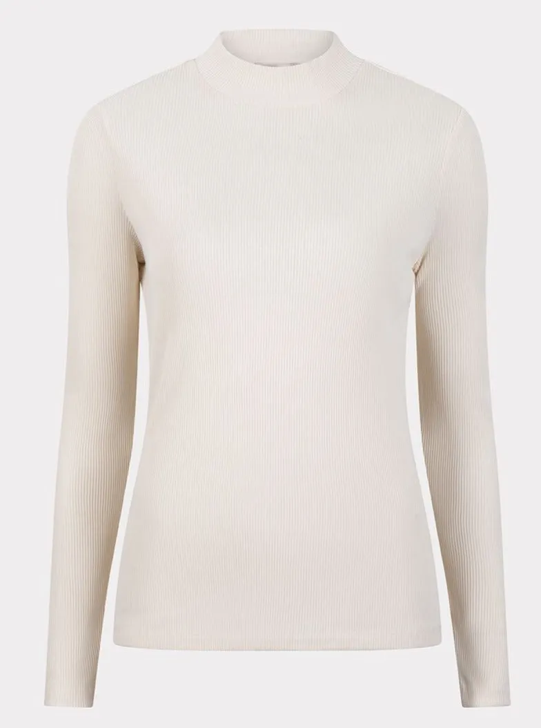 Long Sleeve Ribbed Top [Light Sand-F2330520]