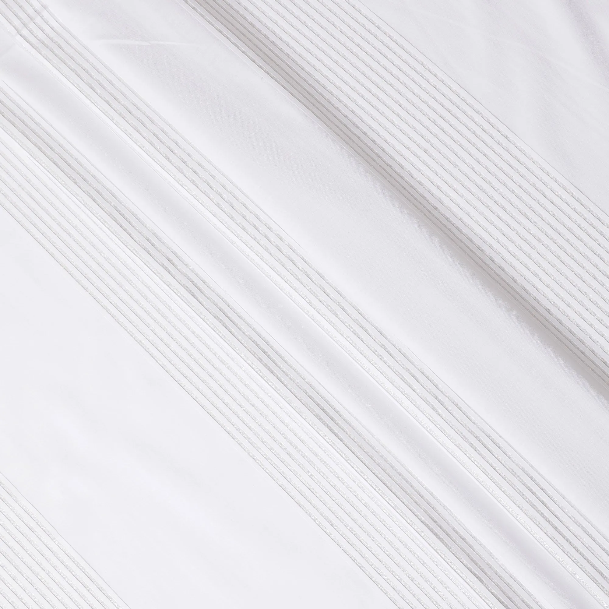 Luxurious Swiss 100% Cotton Shirting Fabric - Classic White with Delicate Textured Stripes, 150 cm Wide-D18565