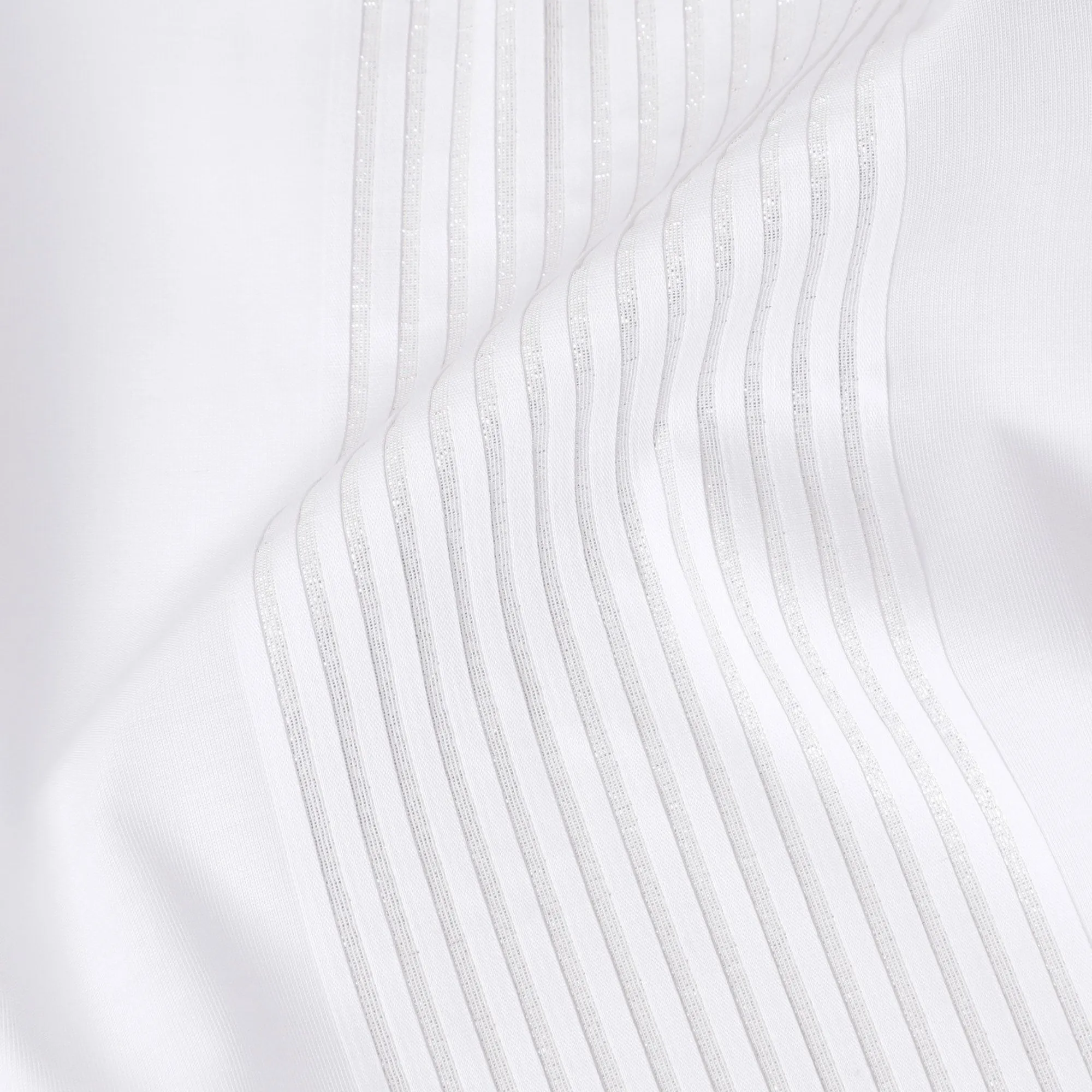 Luxurious Swiss 100% Cotton Shirting Fabric - Classic White with Delicate Textured Stripes, 150 cm Wide-D18565