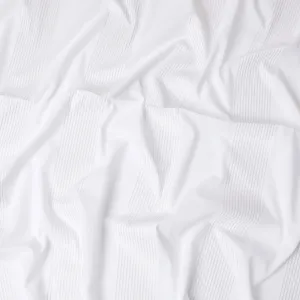 Luxurious Swiss 100% Cotton Shirting Fabric - Classic White with Delicate Textured Stripes, 150 cm Wide-D18565