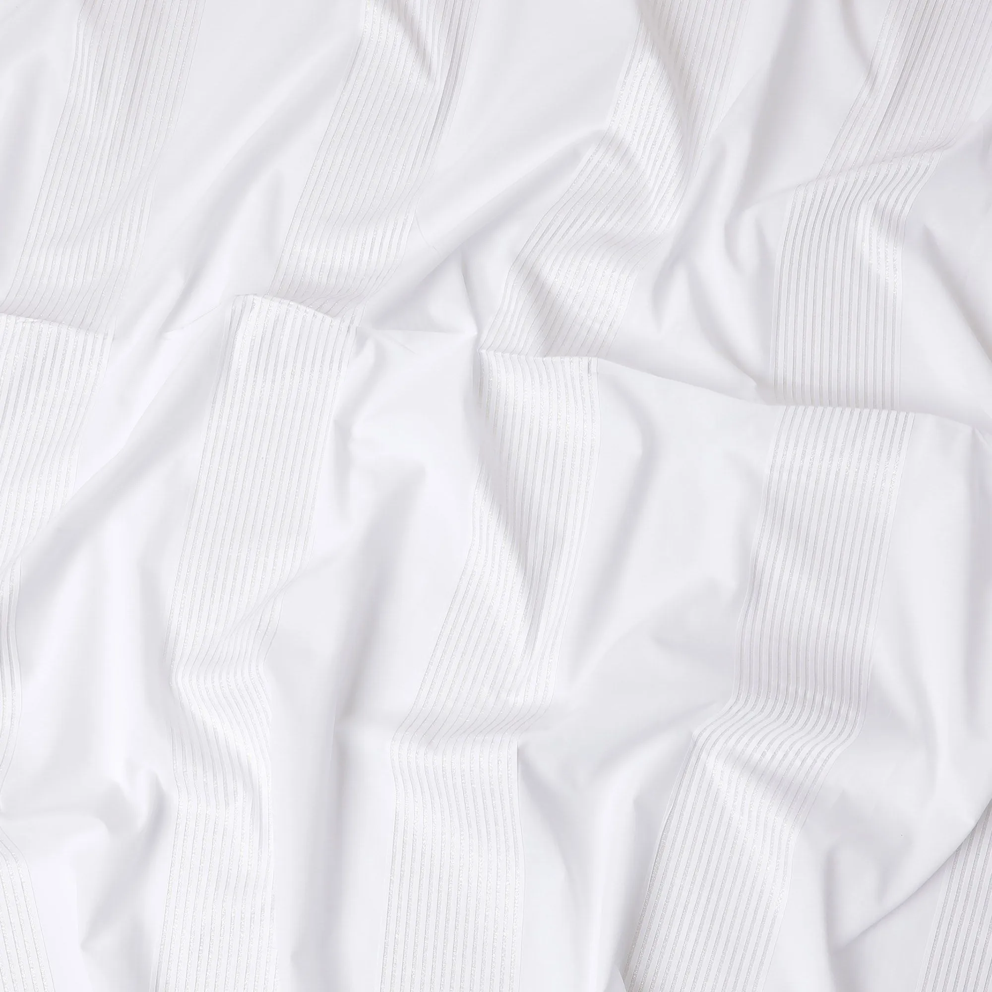 Luxurious Swiss 100% Cotton Shirting Fabric - Classic White with Delicate Textured Stripes, 150 cm Wide-D18565
