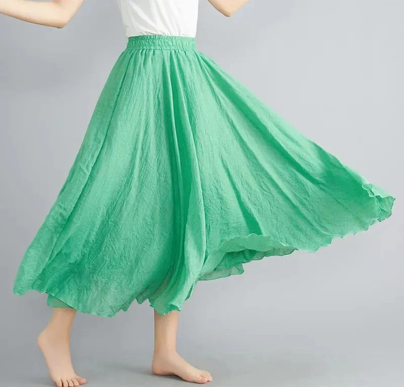 LVSANW Fashion Cotton Linen Clothes Women Skirts Maxi Y2k Elegant Beach Saia Ropa Mujer Casual Vestido Boho Long Skirt Faldas Harajuku