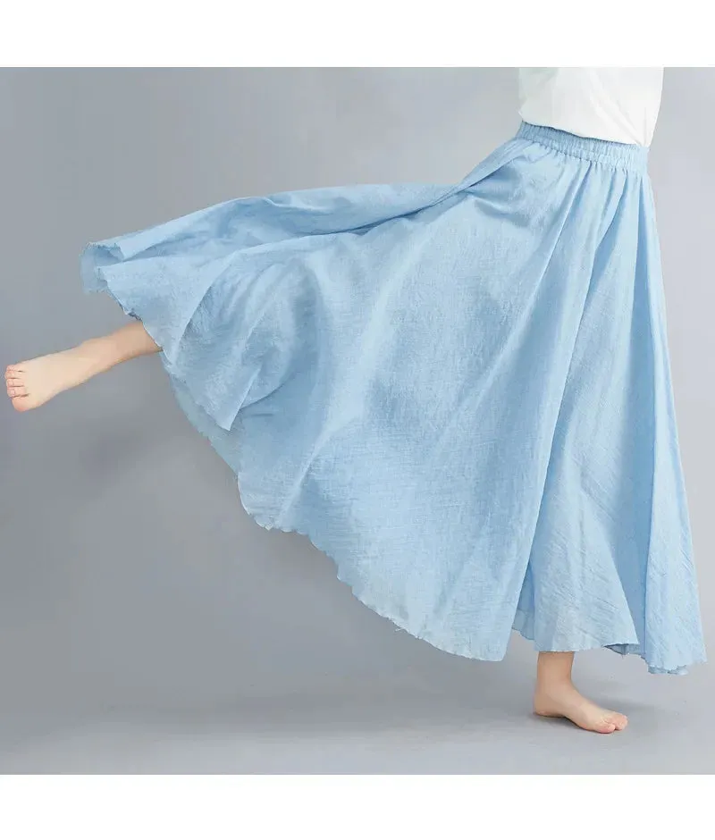 LVSANW Fashion Cotton Linen Clothes Women Skirts Maxi Y2k Elegant Beach Saia Ropa Mujer Casual Vestido Boho Long Skirt Faldas Harajuku