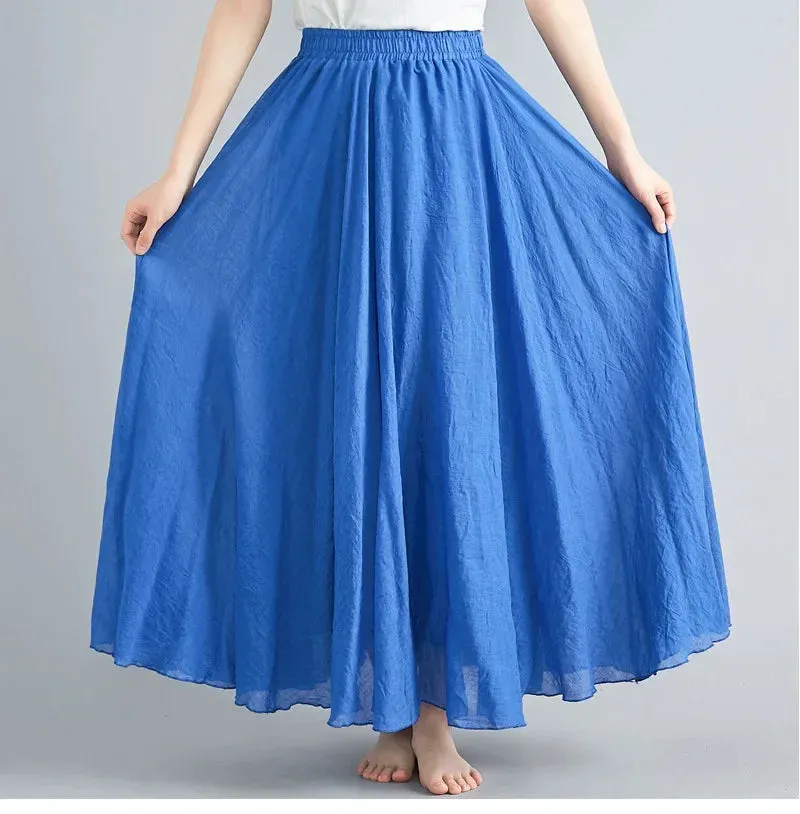 LVSANW Fashion Cotton Linen Clothes Women Skirts Maxi Y2k Elegant Beach Saia Ropa Mujer Casual Vestido Boho Long Skirt Faldas Harajuku