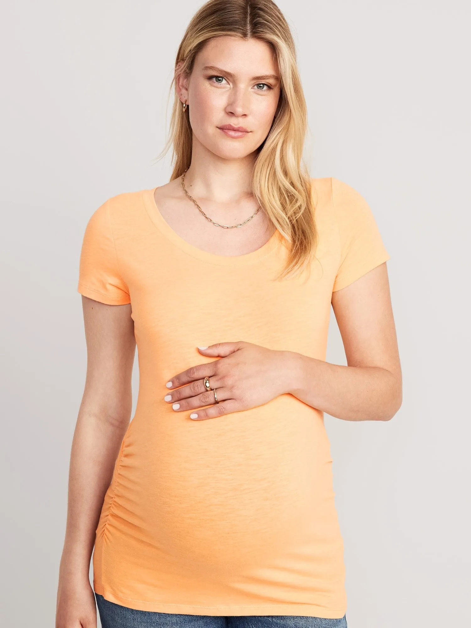 Maternity EveryWear Slub-Knit Scoop-Neck T-Shirt