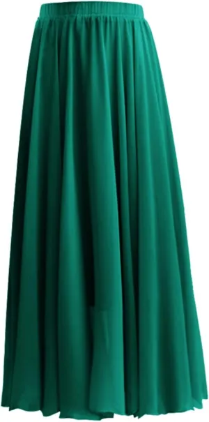 Maxi Skirt Summer Women's Solid Color Chiffon Skirt Women's High Waist Long Skirt Casual Flowy Maxi Skirt