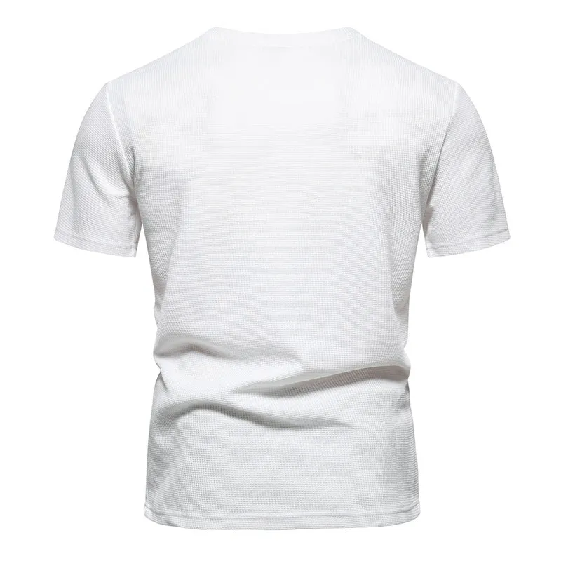 Men Crewneck V-Neck Pockets Short Sleeves T-Shirt