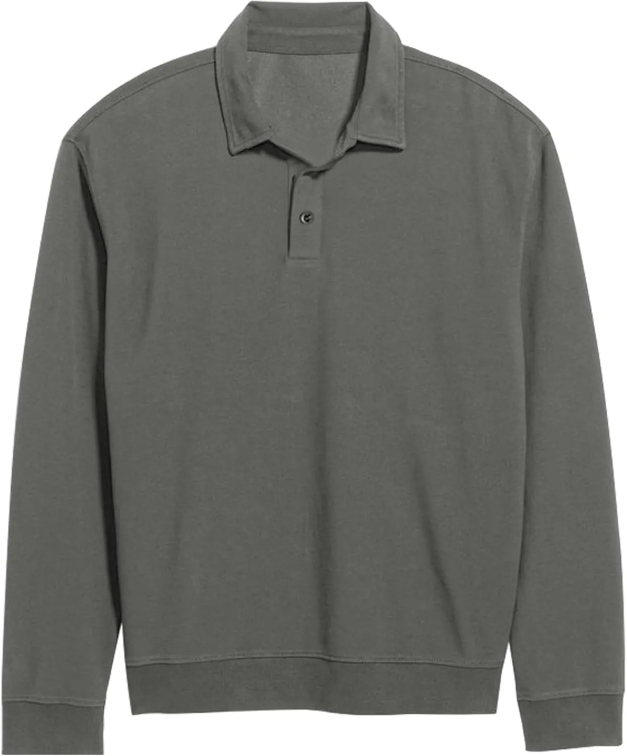 Men's Casual Long Sleeve Polo Shirts Classic Button Down Golf Shirt Loose Fit Pullover Sweatshirts