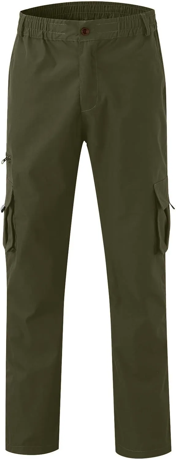 Mens Hiking Pants Straight Leg Cargo Pants Outdoor Relaxed Fit Tactical Pant Jogger Multi-Pockets Loose Trousers