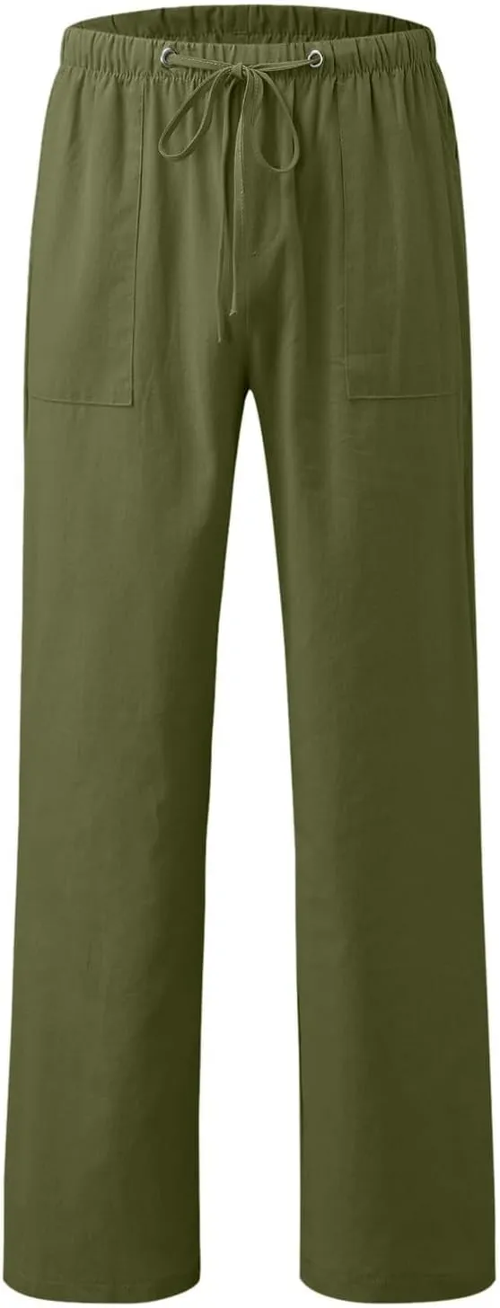 Mens Pants Casual Cotton 2025 Loose Fit Lightweight Trendy Beach Pant Big and Tall Outdoor Fashion Relax Fit Outfits