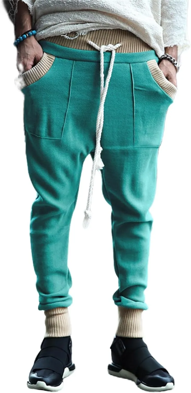 Men's Slim Fit Joggers Patchwork Knit Novelty Pants Active Workout Lightweight Casual Trousers Fashion Sweatpants