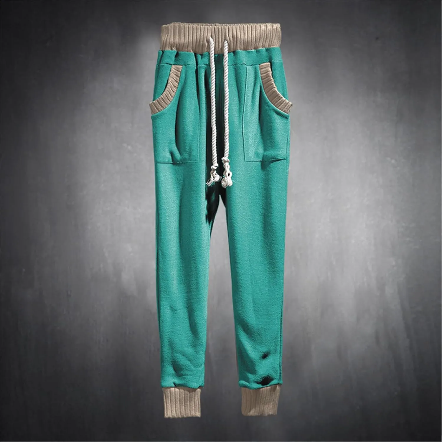 Men's Slim Fit Joggers Patchwork Knit Novelty Pants Active Workout Lightweight Casual Trousers Fashion Sweatpants