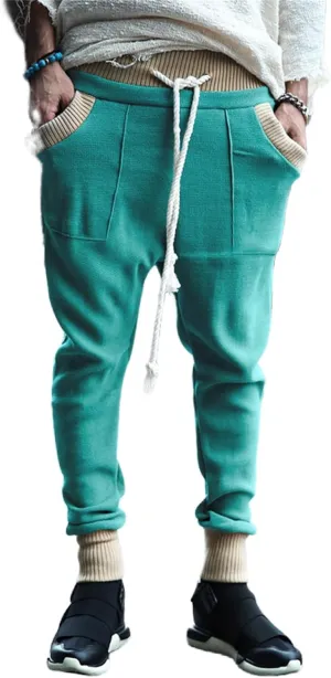 Men's Slim Fit Joggers Patchwork Knit Novelty Pants Active Workout Lightweight Casual Trousers Fashion Sweatpants