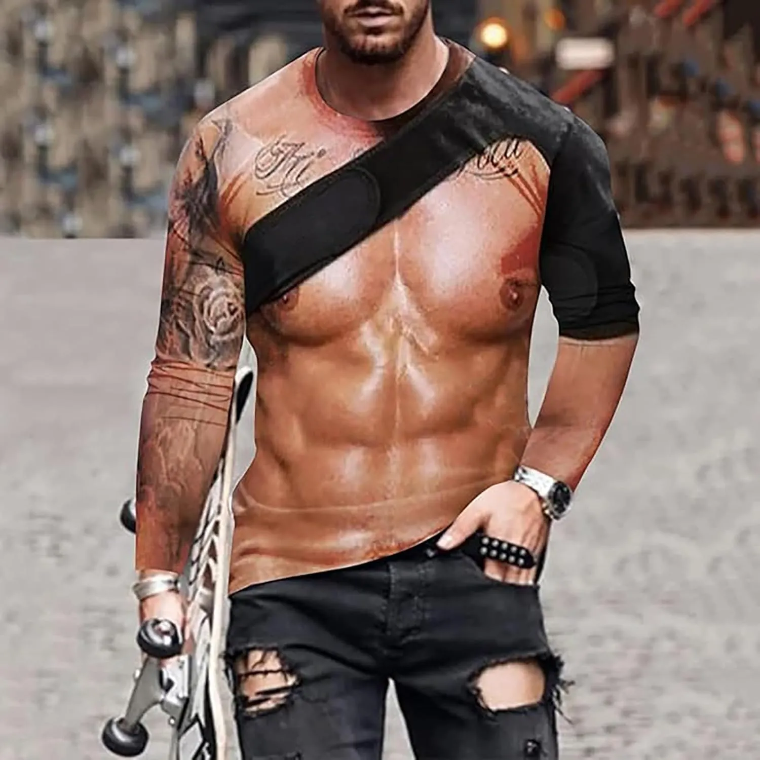 Mens Stylish Quick-Dry T Shirt Funny Muscle Moisture Wicking Workout Top Cool Graphic Short Sleeve Outdoor Tunics