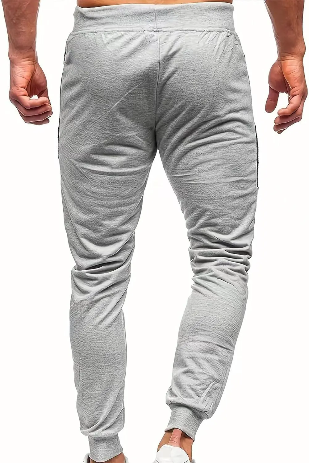 Mens Sweatpants Joggers Slim Fit Side Striped Open Bottom Gym Workout Hiking Pants Drawstring Tapered Casual Trousers