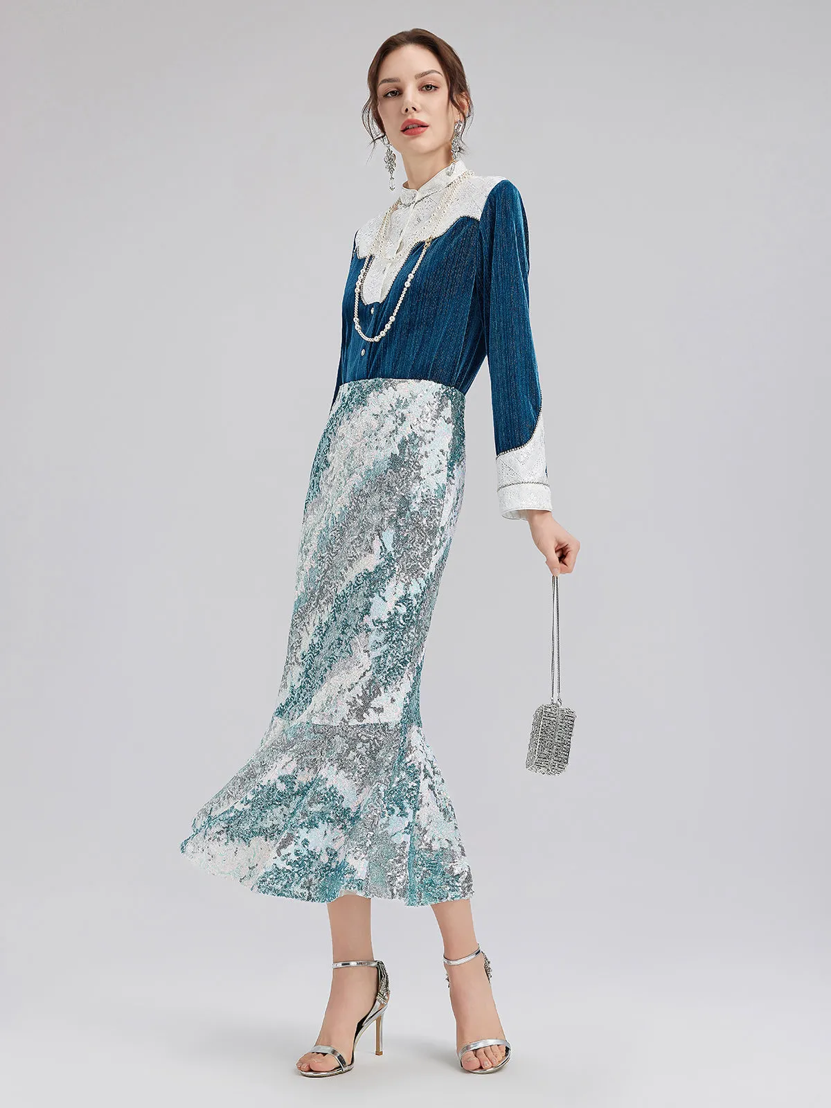 Mermaid Gradient Sequin Skirt