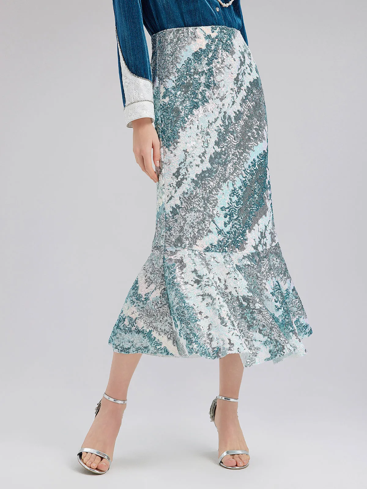 Mermaid Gradient Sequin Skirt