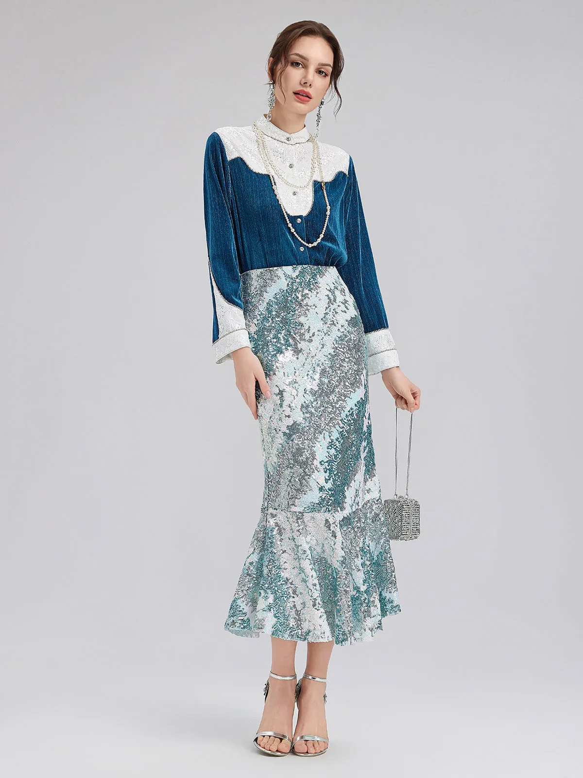 Mermaid Gradient Sequin Skirt