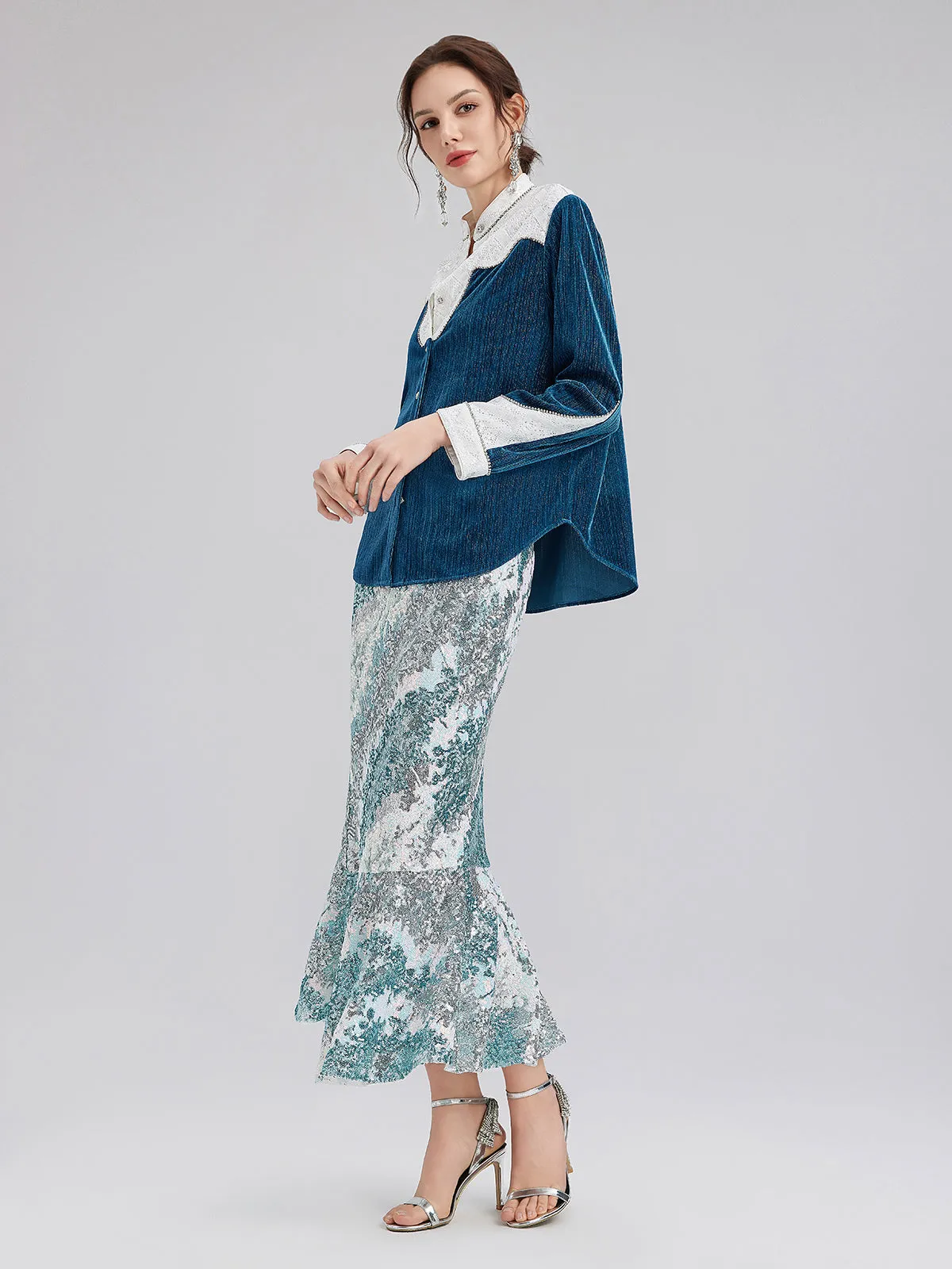 Mermaid Gradient Sequin Skirt