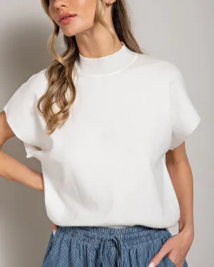 Mock Neck Sweater Top - Off White