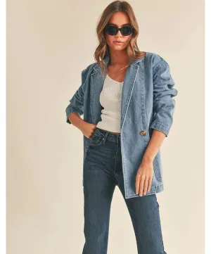 Overlap Denim Blazer