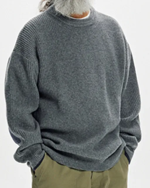 PATCH ROUND PULLOVER KNIT - GREY