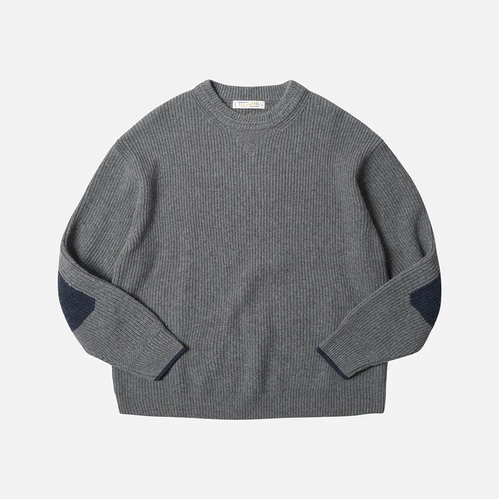PATCH ROUND PULLOVER KNIT - GREY