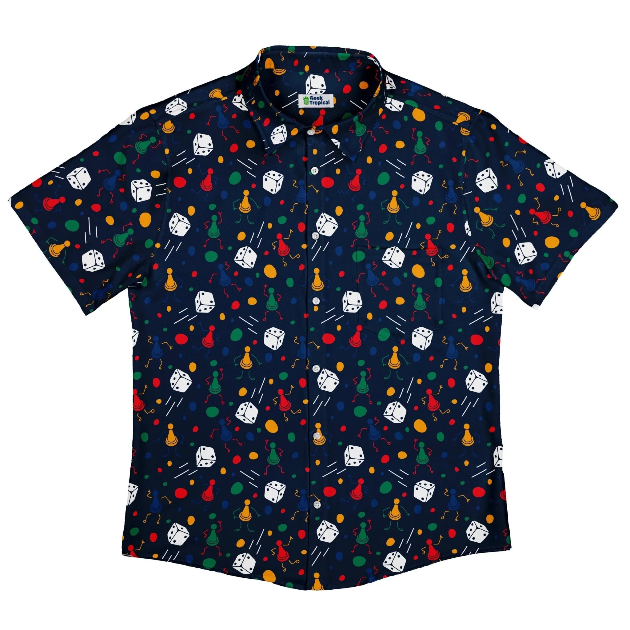 Pawn Party Blue Board Game Button Up Shirt