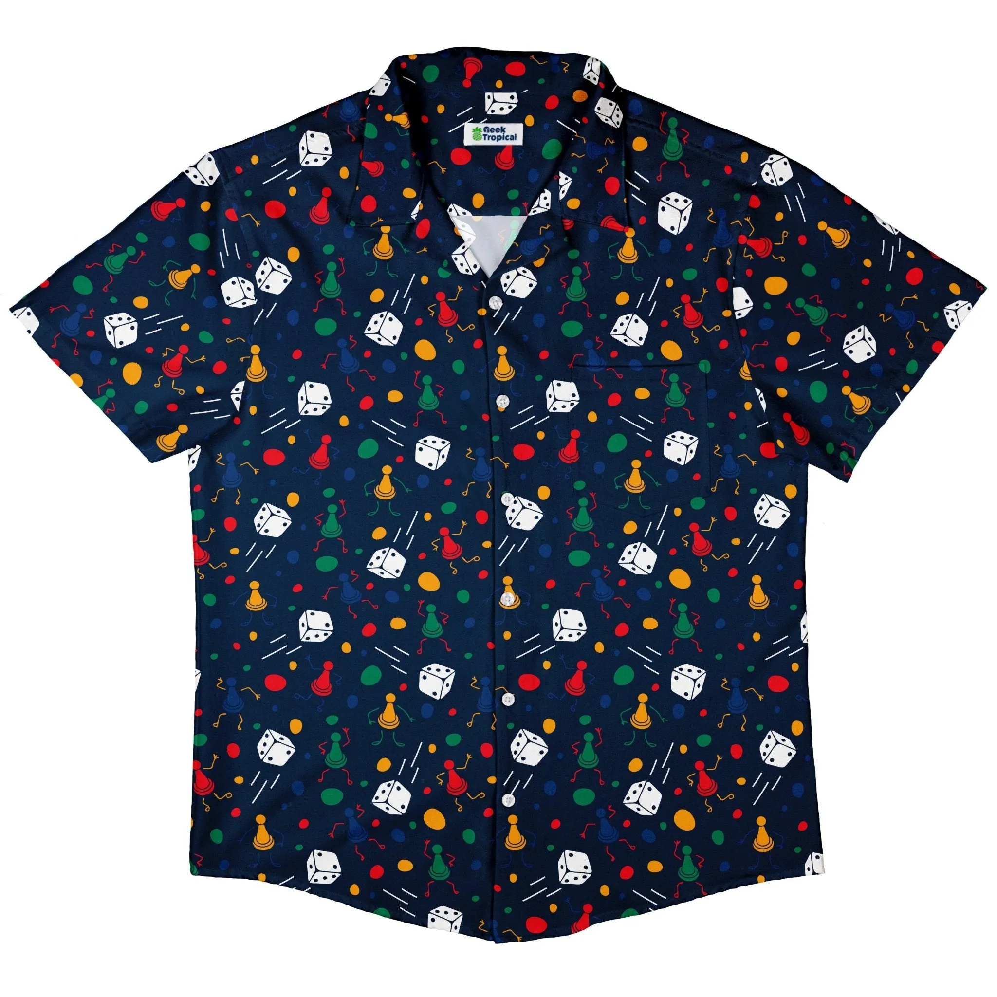 Pawn Party Blue Board Game Button Up Shirt