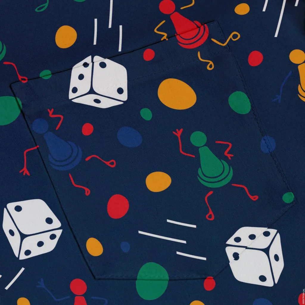 Pawn Party Blue Board Game Button Up Shirt