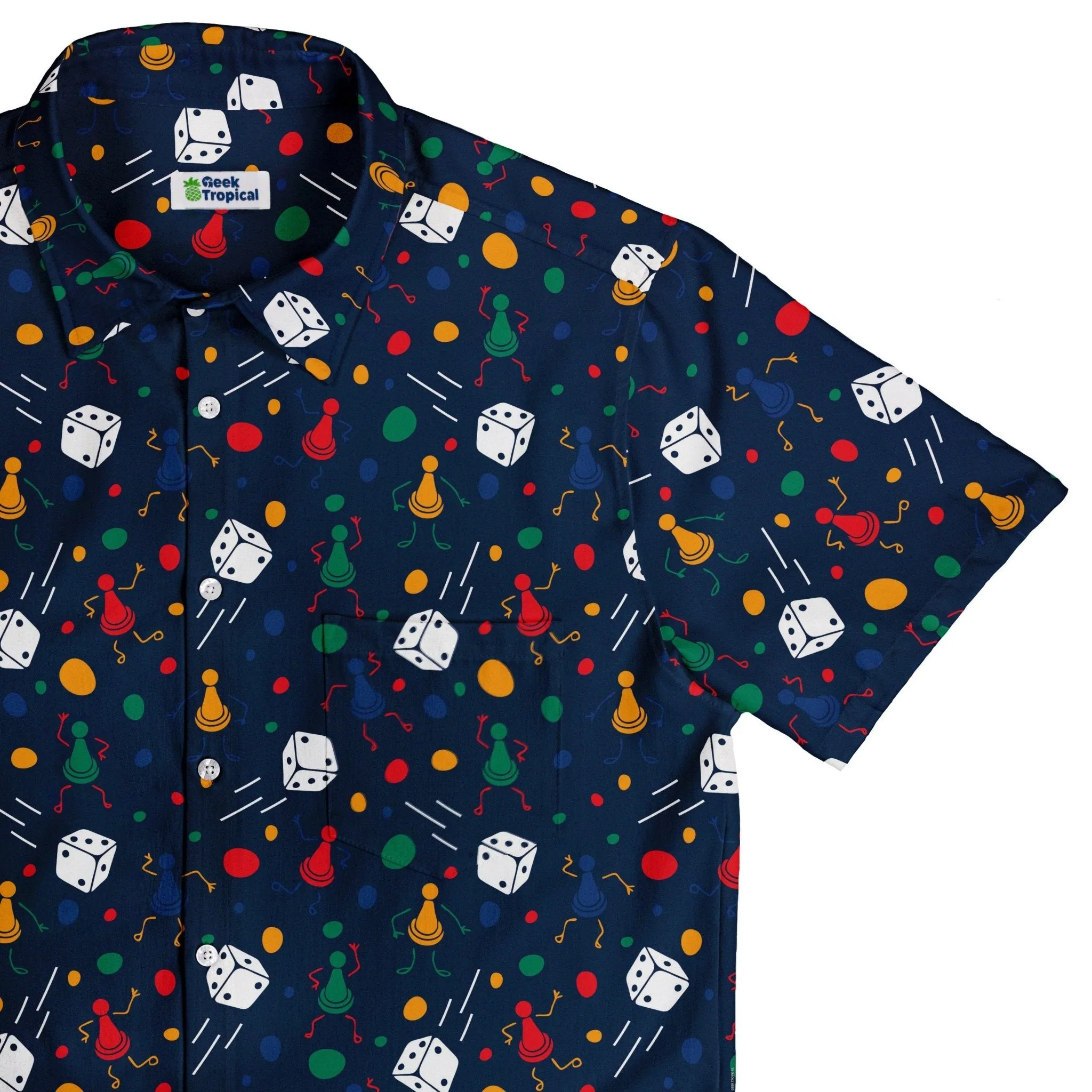 Pawn Party Blue Board Game Button Up Shirt