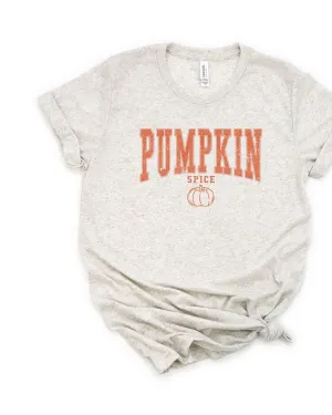 Pumpkin Spice Varsity Short Sleeve Graphic Tee | Oatmeal