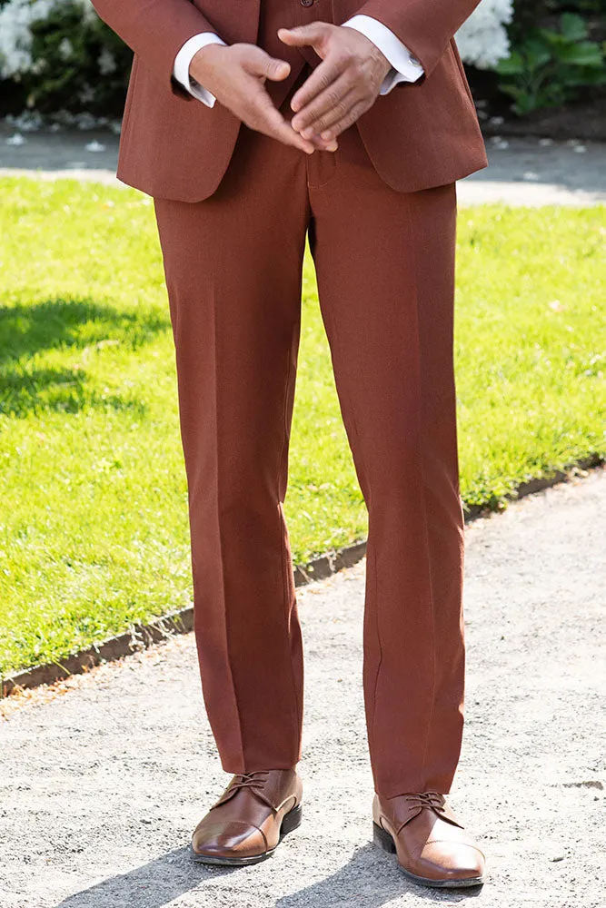 "Metro" Rust Luxury Wool Blend Suit Pants