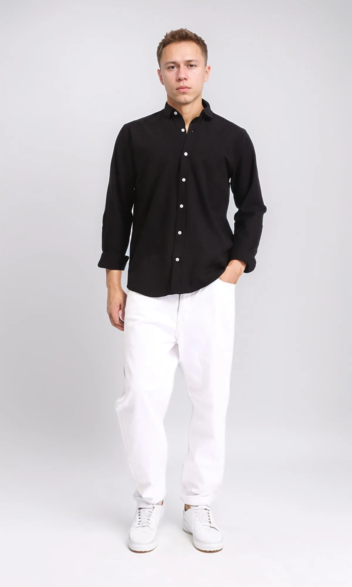 r206397-BUTTON-UP SHIRT - BLACK