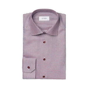 Red Houndstooth Signature Twill Contemporary Fit Shirt
