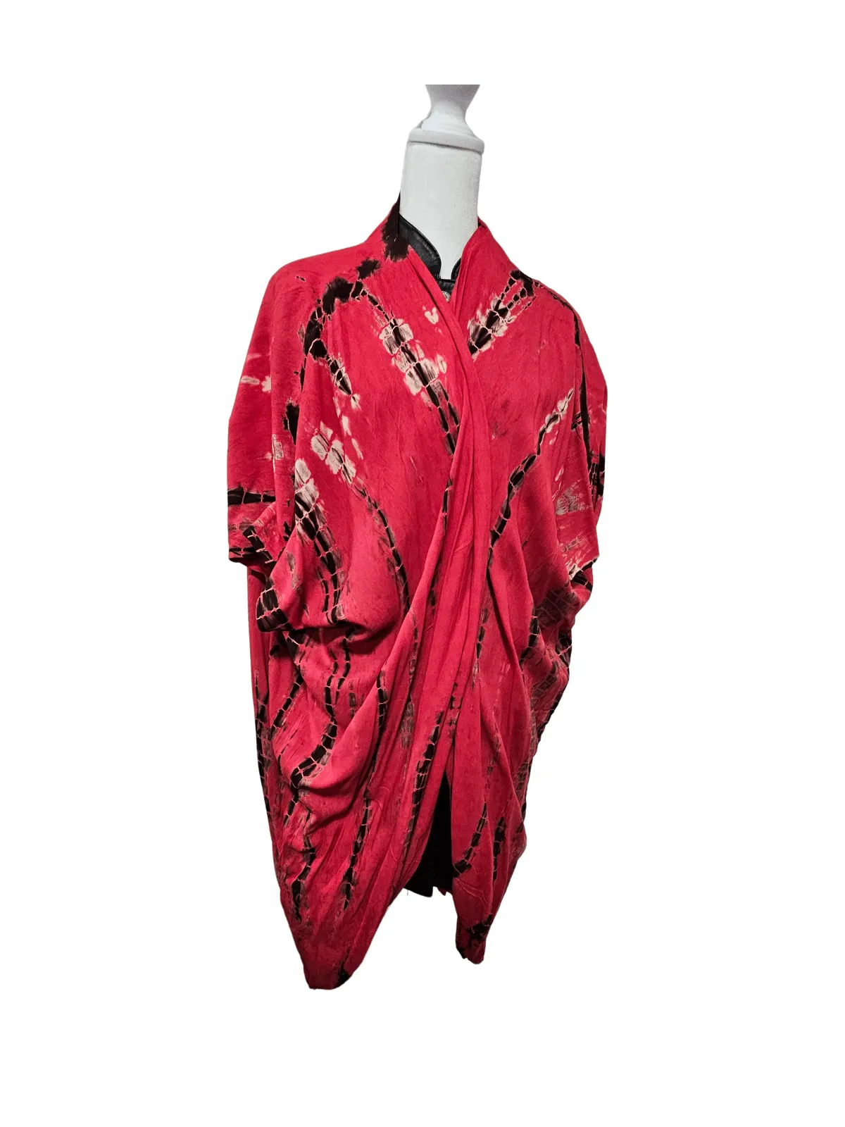 Red/Black Boho Tie-Dye Cardigan | Cozy & Chic